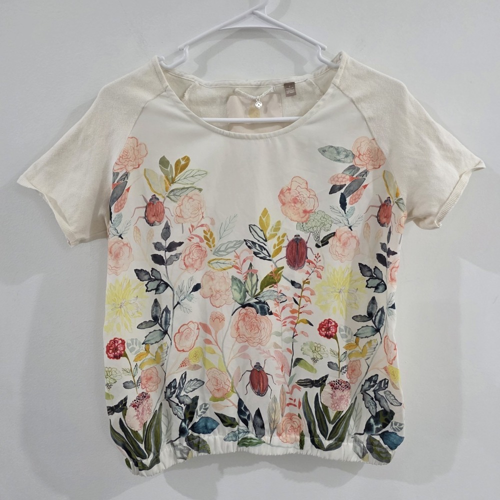 Anthropologie Michelle Morin Womens Top Size Small Watercolor Twee Floral Spring